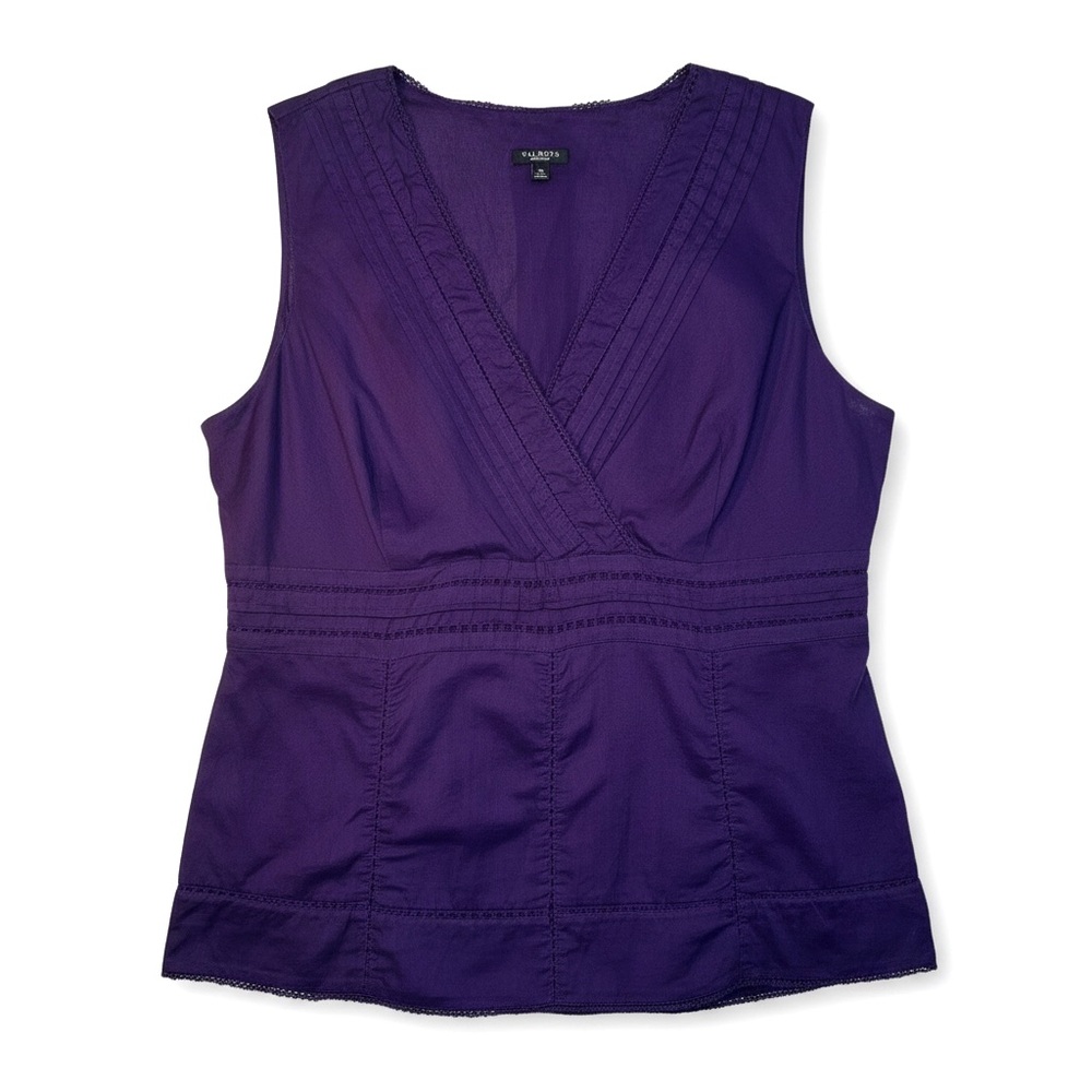 Talbots Purple‎ Lace-Trim Cotton Sleeveless Blouse Size XL